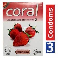 Coral Condom Strawberry 3's pack